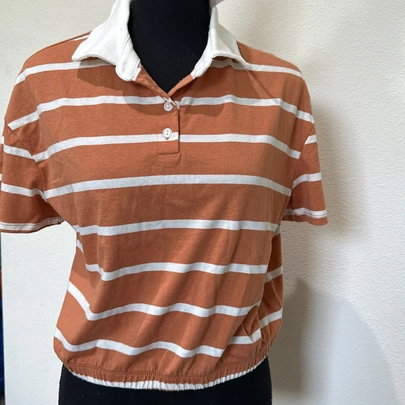 🟢NWT Womens Collared Striped Polo Top - Picture 3 of 4